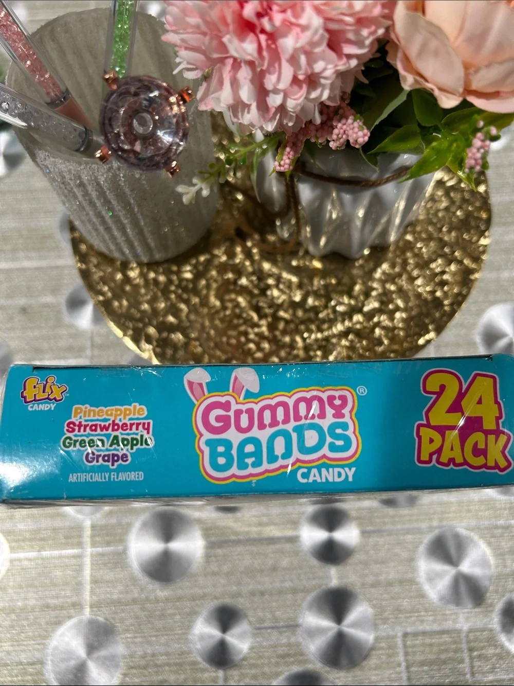 Flix Gummy Bands Candy 24-Pack - Pink, Yellow, Green, Purple